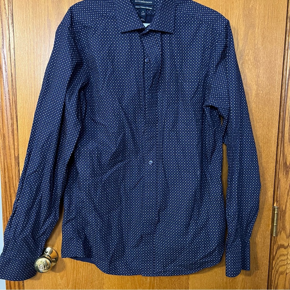 Buttoned Down men’s blue with tiny polka dots long sleeve‎ button up collared M